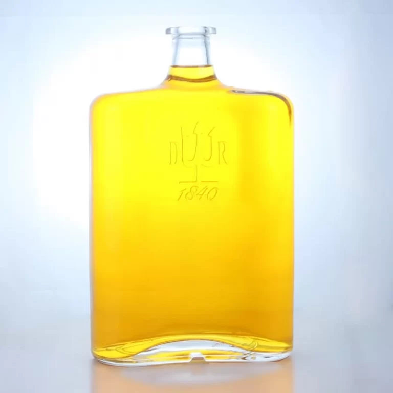 022 - Square Flat 1000ml Glass Bottle With Logo Embossed