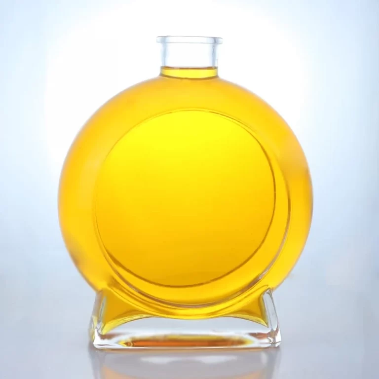 023 - Circle Shaped Glass 1000ml Bottle With Cork