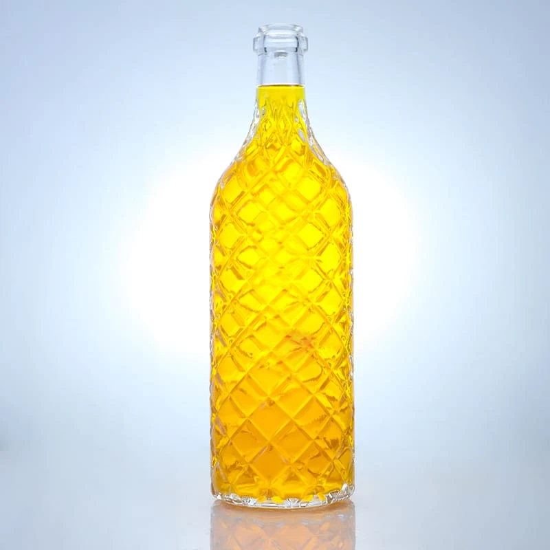 042 - Emboss Logo Customized Glass Bottle For Liquor