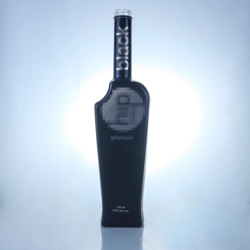 082-unique black tequila glass bottle with screw cap