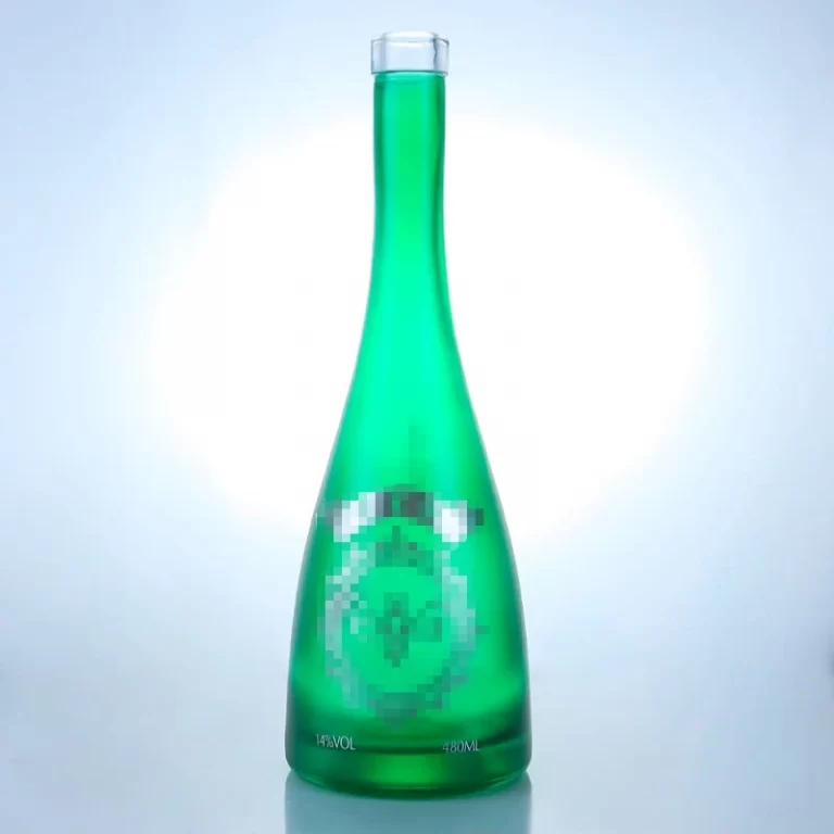 084-A conical tequila bottle sprayed with frosted green