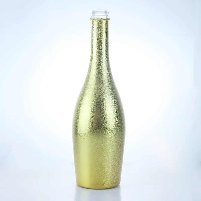 107- 750Champagne glass bottles sprayed with fingerprint paint