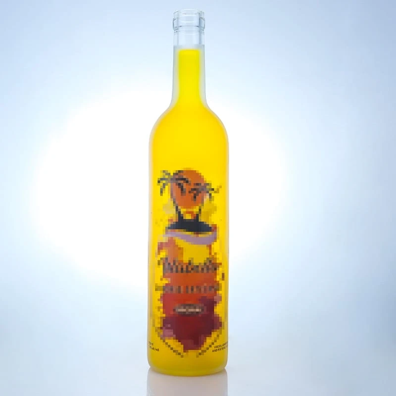 109- 750ml Custom printed tall round vodka glass bottle with stopper