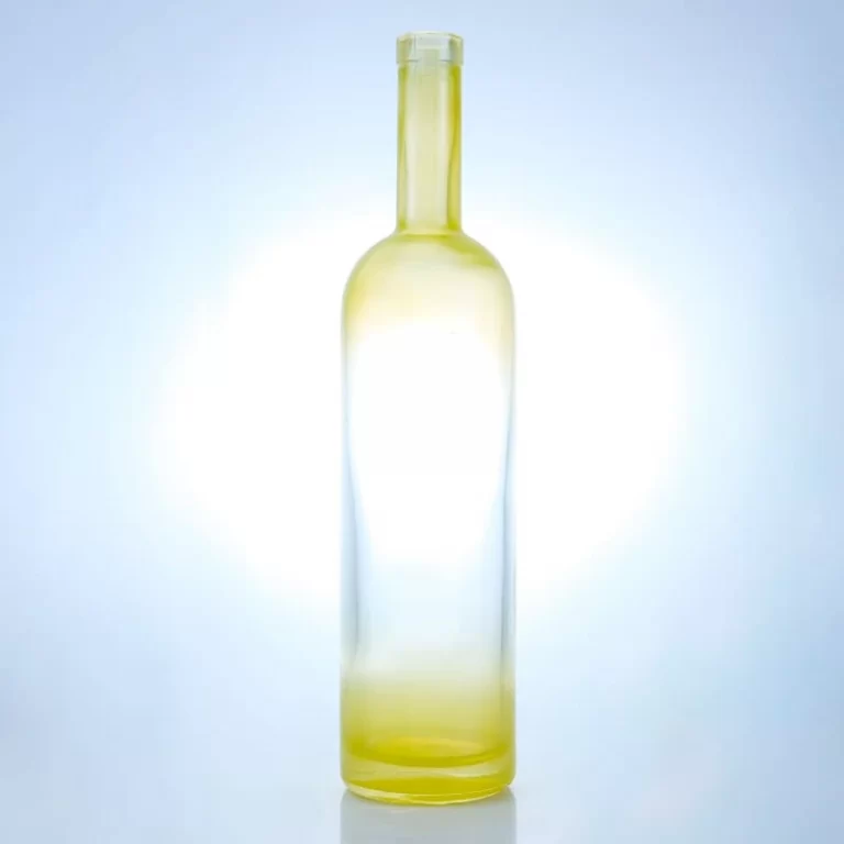 121- 750ml Top and bottom spray color middle transparent window vodka glass bottle