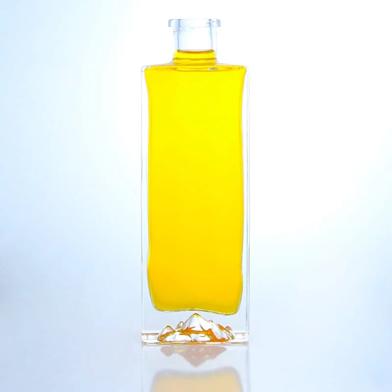 179 - Hot Sale Square 500ml Glass Bottle With Mountain Shaped Bottom