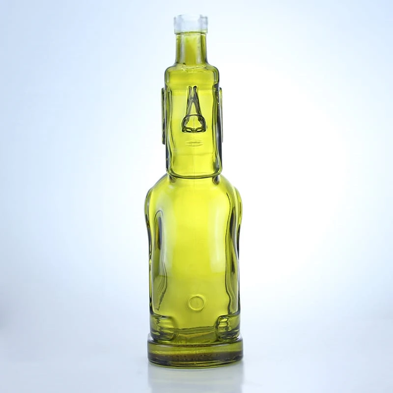 203 - Customized Shaped Green Color Painted Glass Bottle