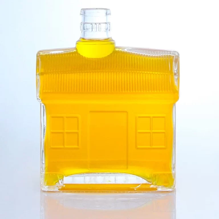 490 - Unique House Shaped 500ml Glass Bottle