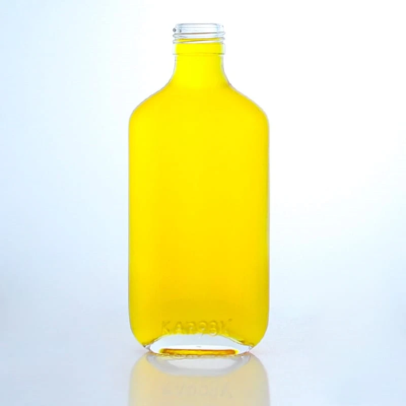 498 - Unique Flat Empty 350ml Glass Bottle With Screw Cap