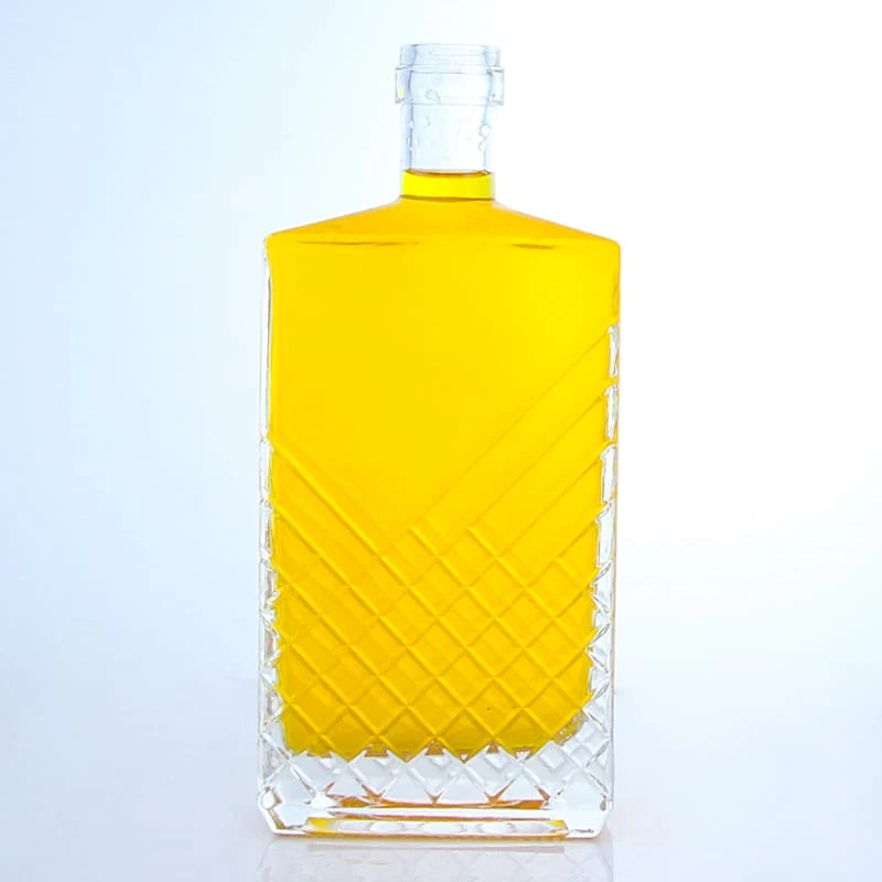 503 - Square Shaped Clear 700ml 750ml Glass Bottle With Cap