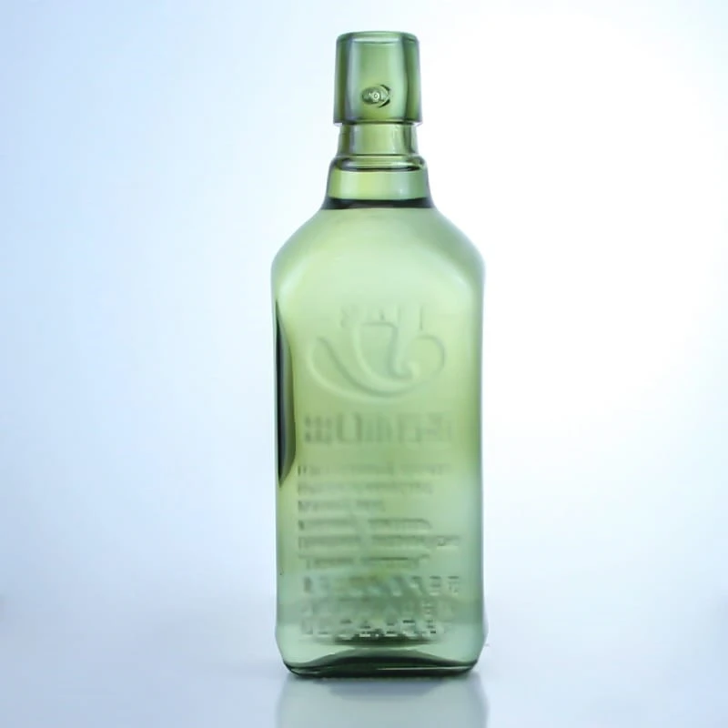 249 - Custom Logo Embossed Green Whisky Glass Bottle 700ml