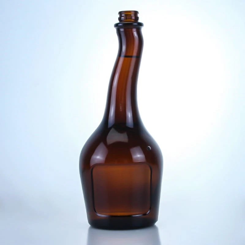 252 - Unique Twist Neck 600ml Amber Glass Bottle