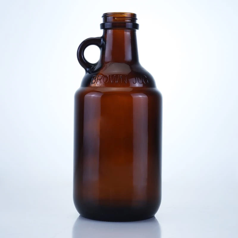 259 - Unique Shaped Amber Glass Bottle With Handle