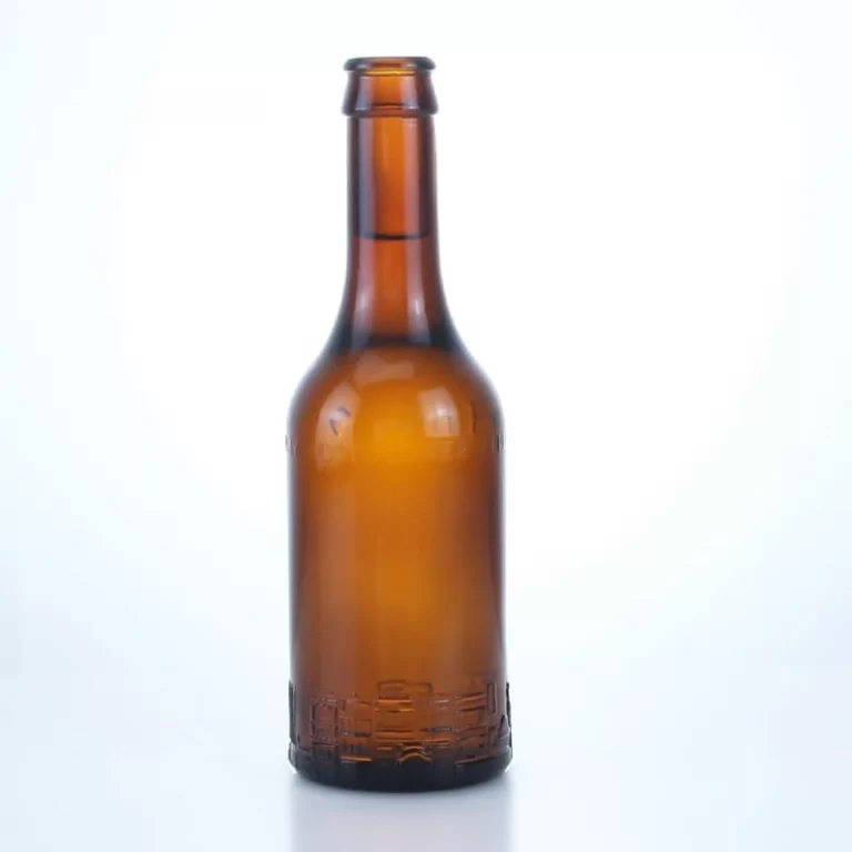 268 - Unique 500ml Round Glass Amber Bottle With Logo