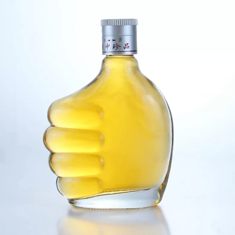 285 - Unique Hand Shape Flint Glass Bottle For Wholesale