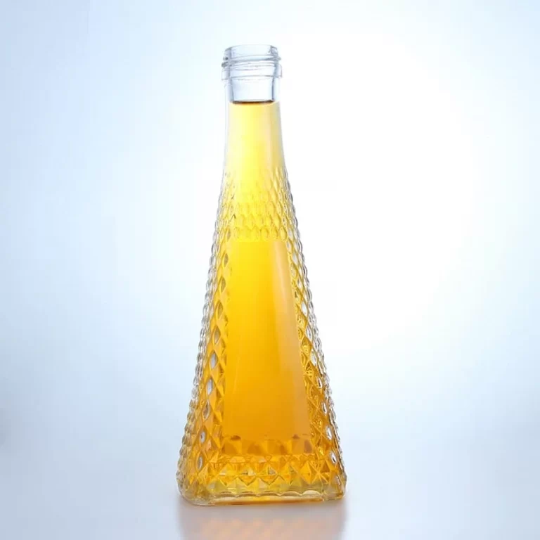 293 - Unique Shaped Embossed Glass Bottle With Screw Cap