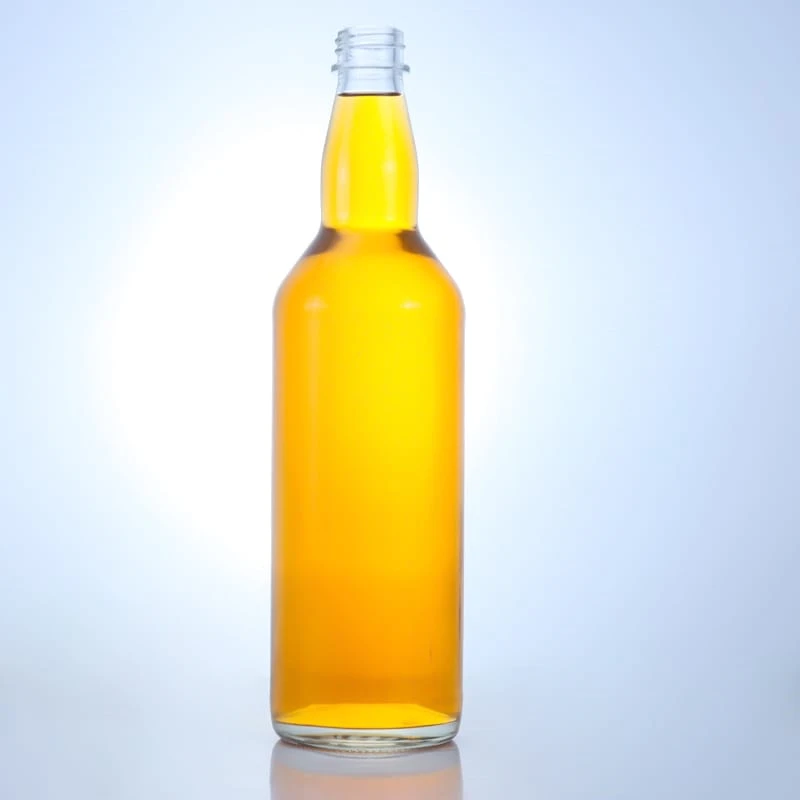 351- 750ml factory made round shape whiskey glass bottle with screw cap