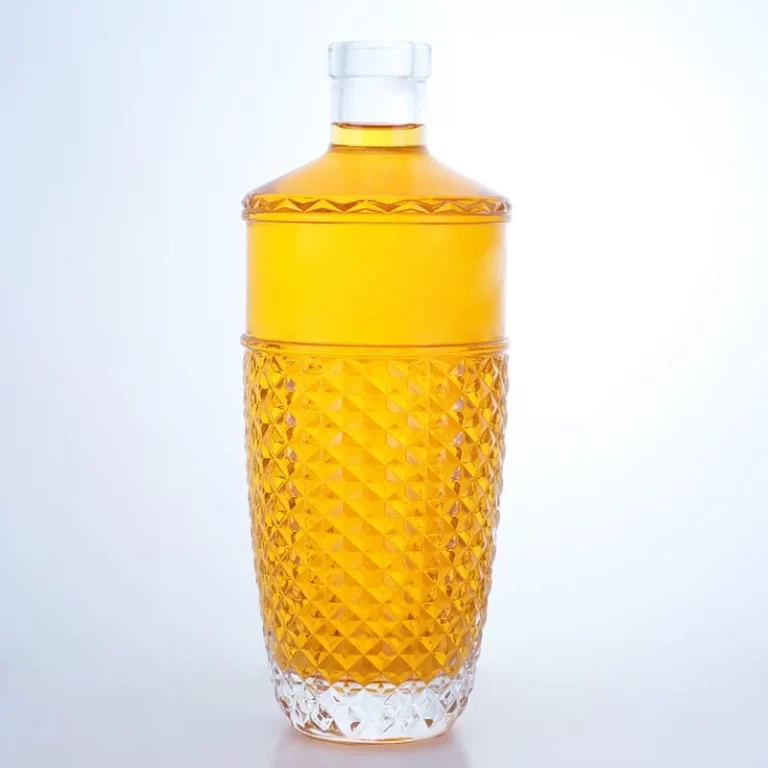 366-750ml factory wholesale bottle body relief whisky glass bottle