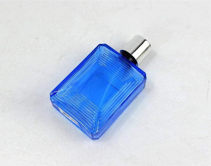 How is the blue glass bottle made?