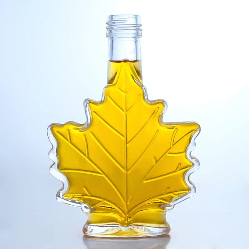 317 - Unique Maple Leaf Shape 200ml Small Capacity Glass Bottle