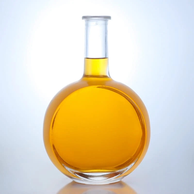 400-750ml factory producing flat round vodka glass bottles